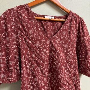 Madewell Womens Brown Floral Cottagecore Top Puff Sleeve Size M Boho Peasant